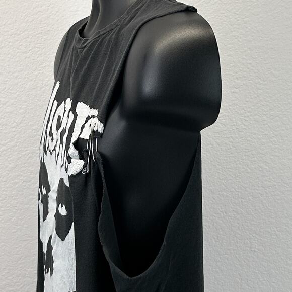 Distressed Misfits Sleeveless T Shirt Mens L Large The Crimson Ghost Skull Black - Picture 5 of 8
